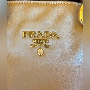 PRADA - Tan Leather Tote with Gold Hardware